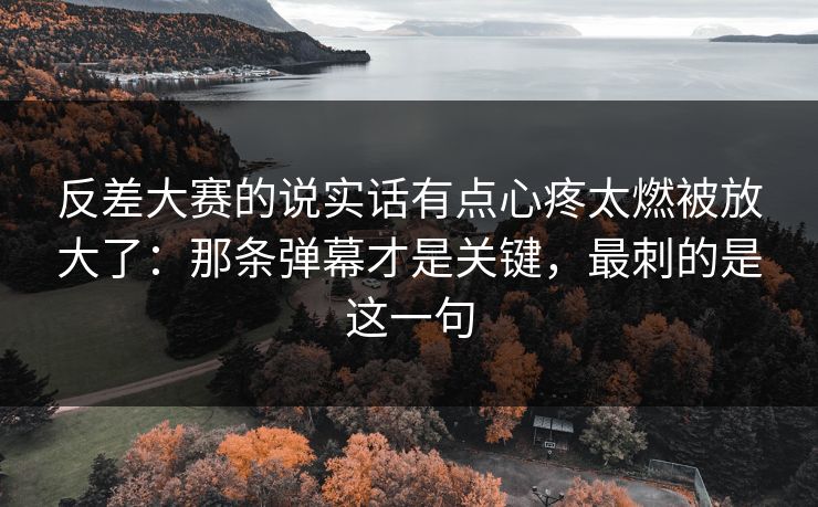 反差大赛的说实话有点心疼太燃被放大了：那条弹幕才是关键，最刺的是这一句
